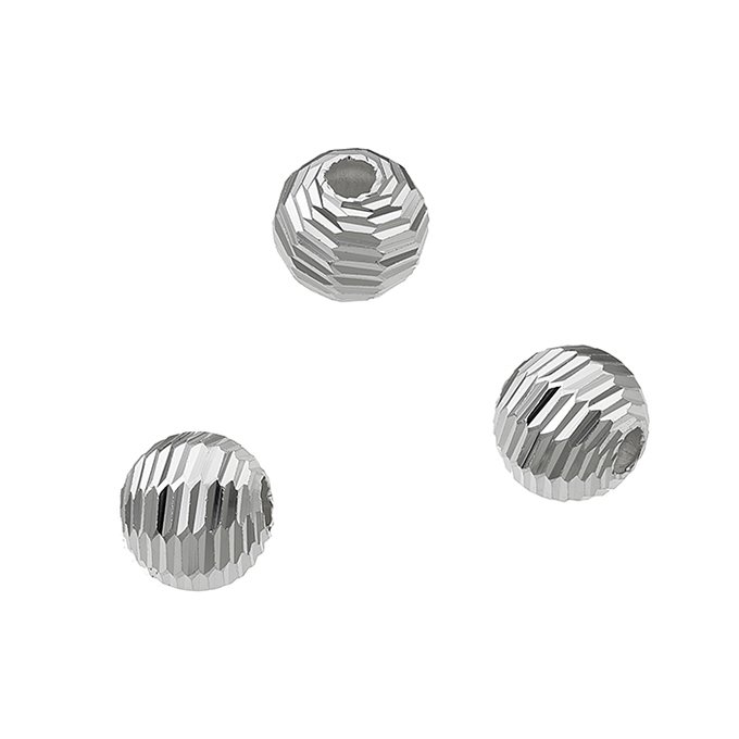 Weiss Rhodiniert – Perlen facettiert horizontal gestreift  6mm Loch 1,8mm (20Stk)