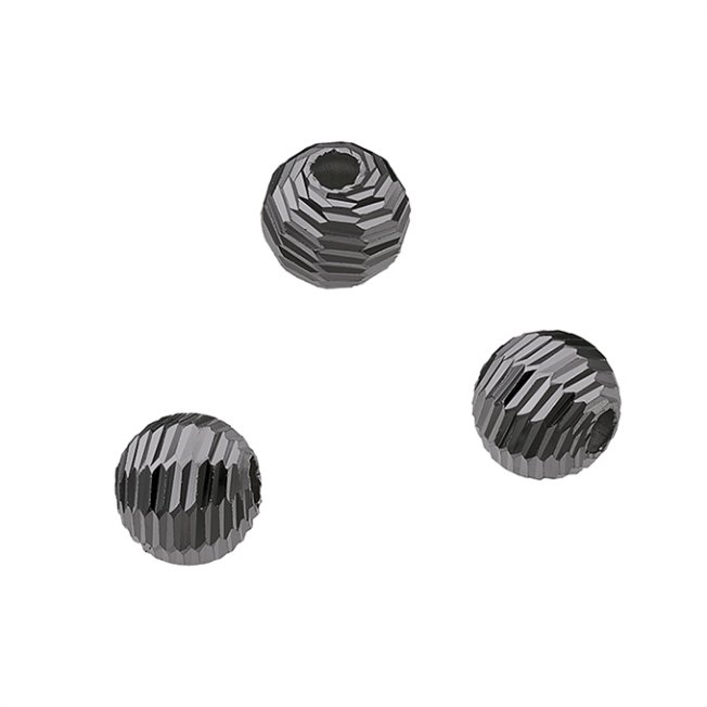 Rhodié Noir – Perles facettées striées horizontale 6mm trou 1,8mm (20pcs)