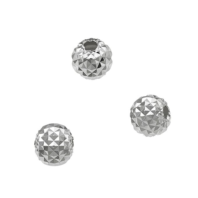 Weiss Rhodiniert – Perlen mehrflächig 6mm Loch 1,8mm (ca 50Stk)