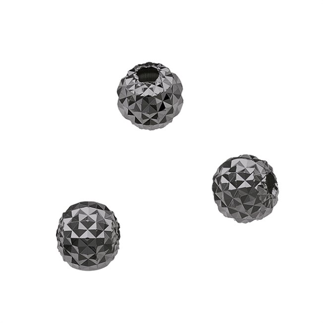 Rhodié Noir – Perles multi facettes 6mm trou 1,8mm (env. 50pcs)