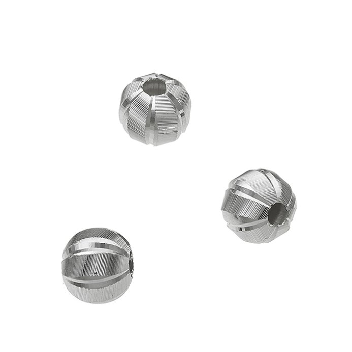 Weiss Rhodiniert – Perlen facettiert 6mm Loch 1,8mm (ca 50Stk)