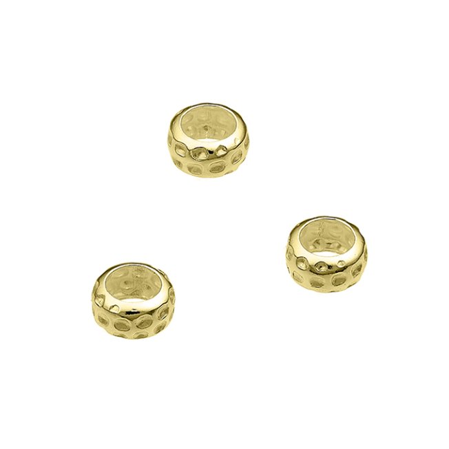 Yellow Gold 3µ – 4,5mm hammered beaded spacers hole 3,1mm (approx. 50pcs)