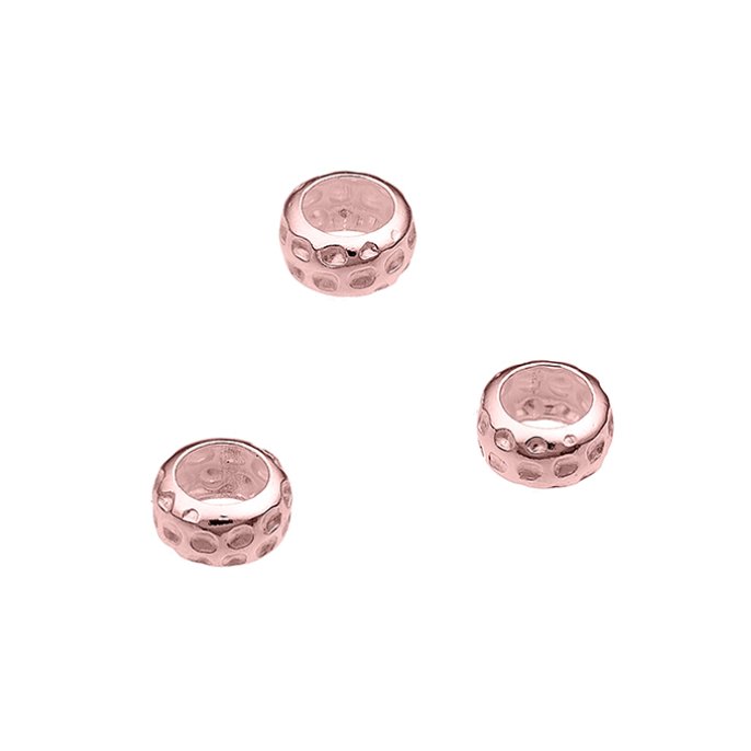 Rose Vergoldet 1µ – Spacer Perlen gehämmert 4,5mm Loch 3,1mm (ca 50Stk)