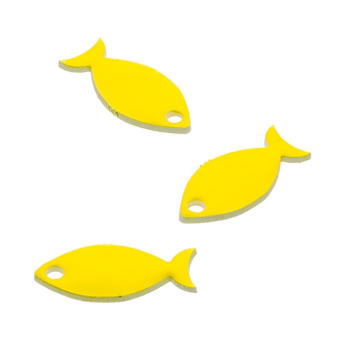 Anhänger Fisch 5x10mm emailliert zitronengelb Loch 1mm (3Stk)