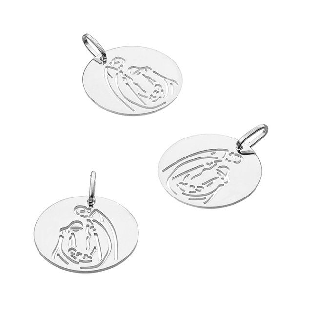 Complete Holy Family medal 15 mm, hand polished with ring (1pc)