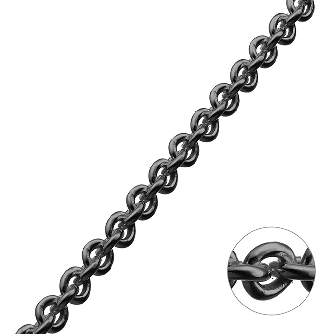 Black Rhodium – 3,9mm round rolo chain wire 1mm (1m) | G-Silver