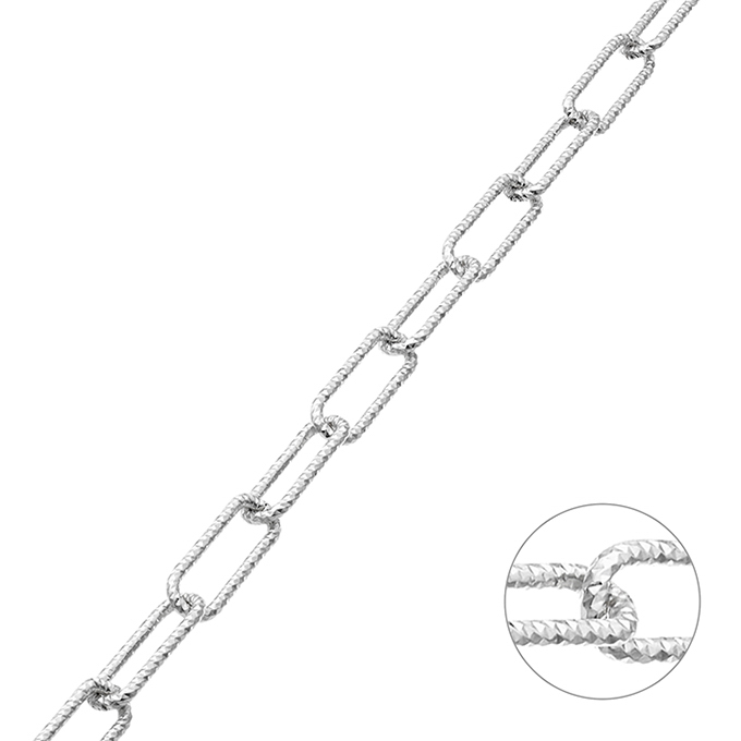 Catena rolò rettangolare 4,8×13,3mm filo 1,1mm diamantata (1m)