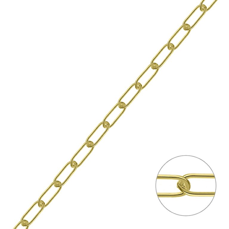 Yellow Gold 3µ – Rectangular rolo chain 5x14mm wire 1,5mm (1m)