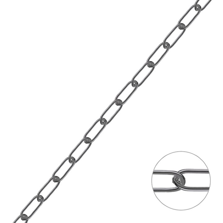 Rodiato Nero – Catena forzatina rettangolare liscia 5×14 mm filo 1,5mm (1m)