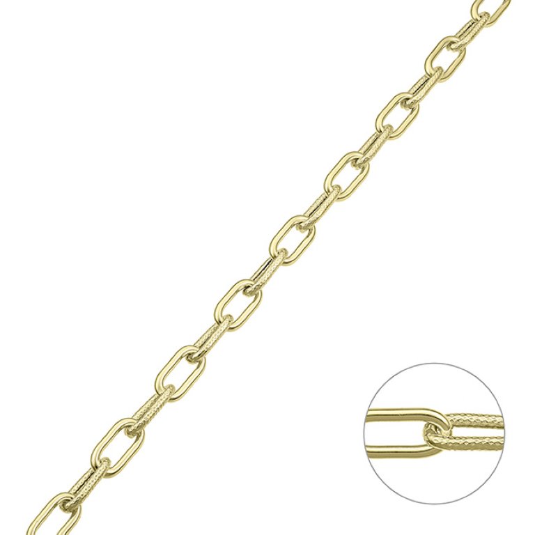 Yellow Gold 3µ – 12mm rectangular link chain alternated faceted and smooth links wire 1,5mm (1m)