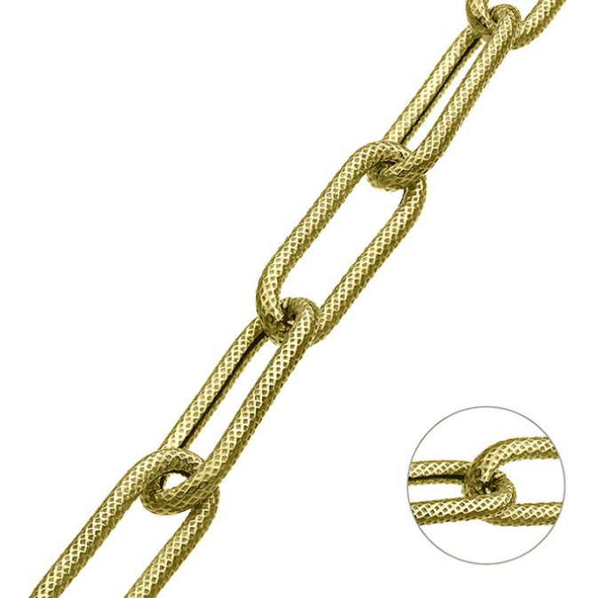 Placcato Oro 1µ – Catena rolò rettangolare sfaccettata 6,5x20mm filo 1,6mm (1m)