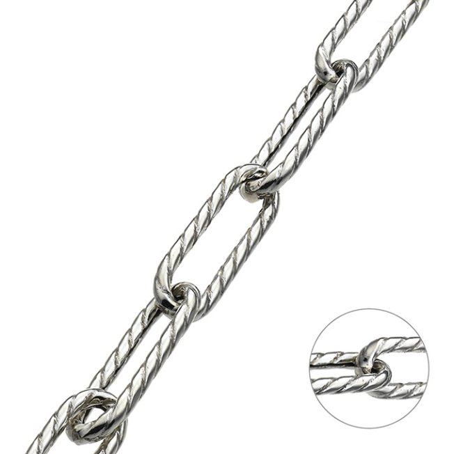 Catena rolò rettangolare ritorta vuota 6,5x20mm filo 1,6mm (1m)