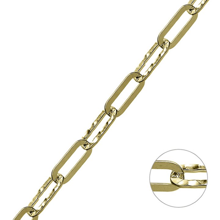 Goldgelb Vergoldet 1µ – Rechteckige Kettenglieder abwechselnd flach und gehämmer