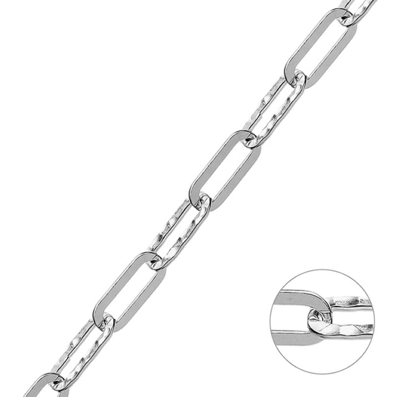Catena rolò rettangolare alternata piatta e martellata 6,5mm filo 1,9mm (1m)