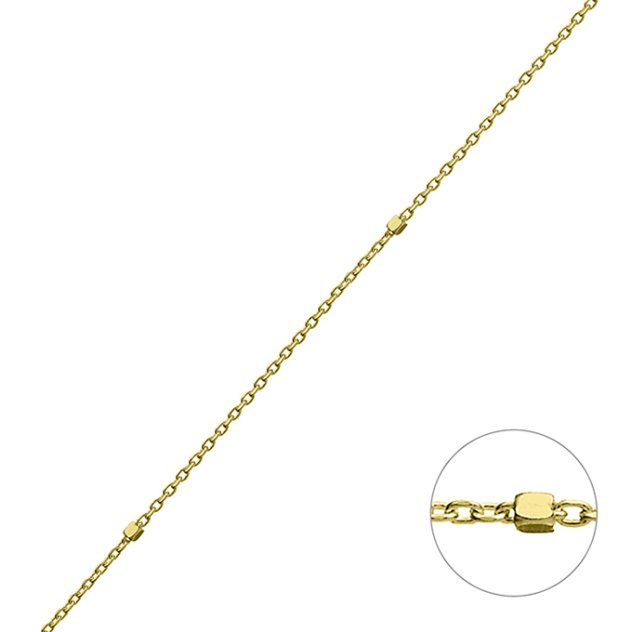 Goldgelb Vergoldet 1µ – Ankerkette 1,2mm quadratische Perlen 1,2mm Draht 0,3mm (