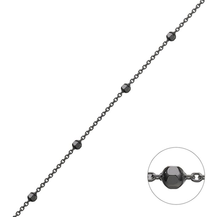 Rodiato Nero – Catena forzatina 1,2mm palline martellate 2,5mm (1m)