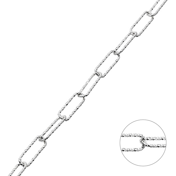 Rectangular faceted link chain 3,4×10,5mm wire 0,7mm (1m)