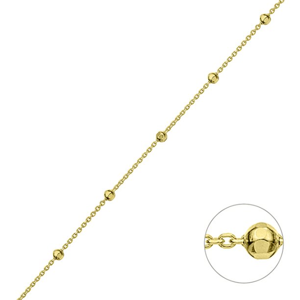 Goldgelb Vergoldet 1µ – Ankerkette 1,2mm mit facettierten Perlen 2,4mm Draht 0,3