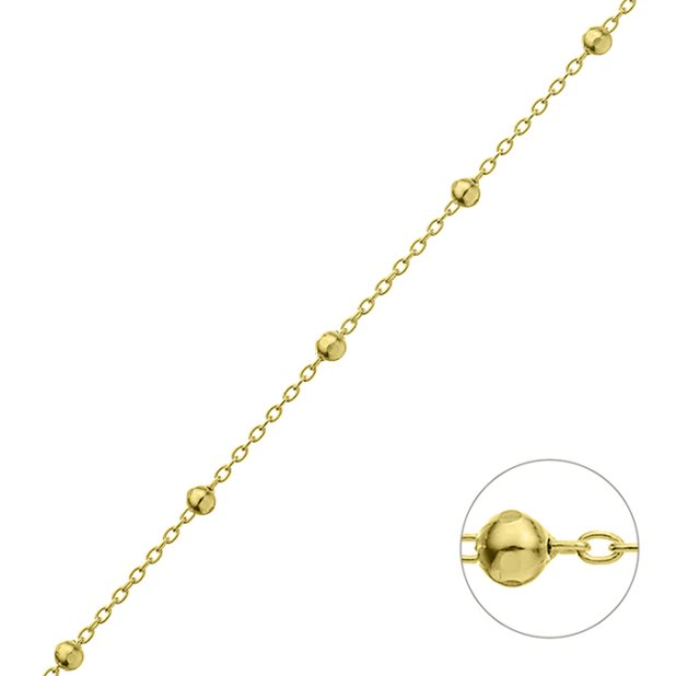 Yellow Gold 3µ – 1,2mm rolo chain hammered 2,5mm beads (1m)