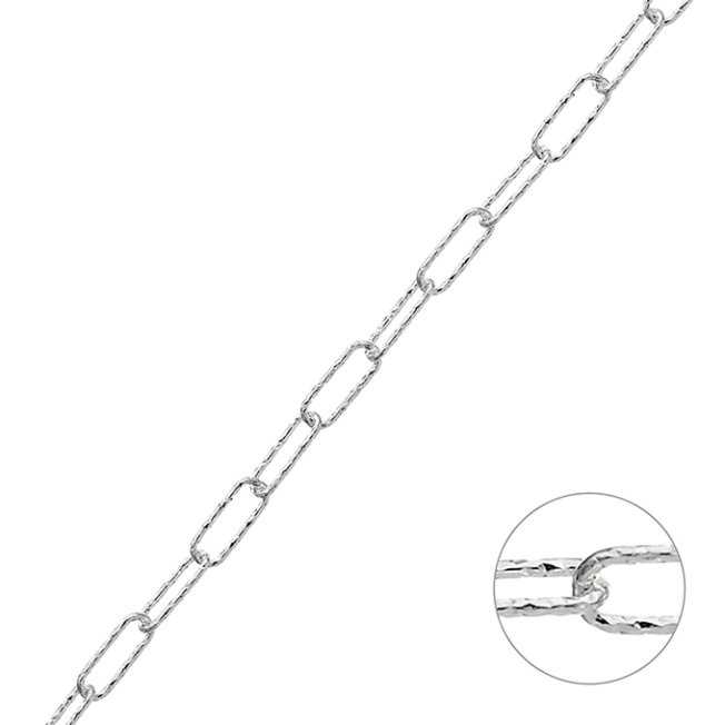 2,9×7,8mm faceted rectangular link chain 0,6mm wire (1m)