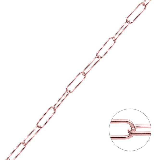 Rose Vergoldet 1µ – Rechteckige Kettenglieder 2,9×8,9mm Draht 0,6mm (1m)