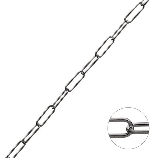 Rodiato Nero – Catena rolò rettangolare 2,9×8,9mm filo 0,6mm (1m)