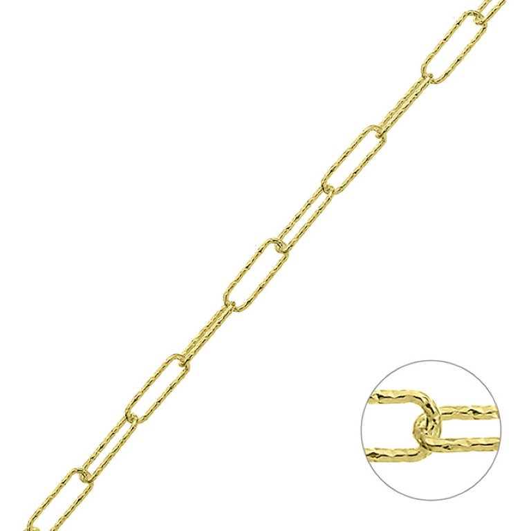 Goldgelb Vergoldet 1µ – Rechteckige Ketten facettiert 2,9×8,8mm Draht 0,6mm (1m)