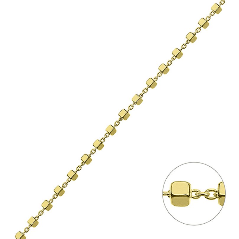 Placcato Oro 1µ – Catena forzatina 1,15mm palline quadrate 2mm filo 0,35mm (1m)