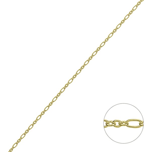 Goldgelb Vergoldet 1µ – Ankerkette abwechselnd länglich 1,5mm Draht 0,35mm (1m)
