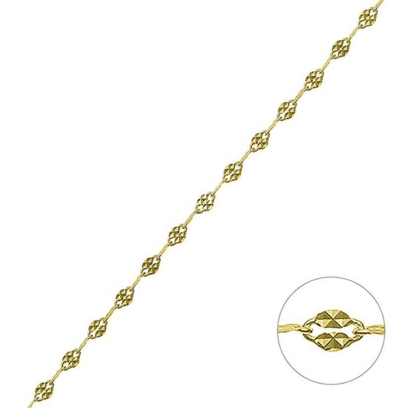 Goldgelb Vergoldet 1µ – Ankerkette flache und gehämmerte 2,5mm Draht 0,15mm (1m)
