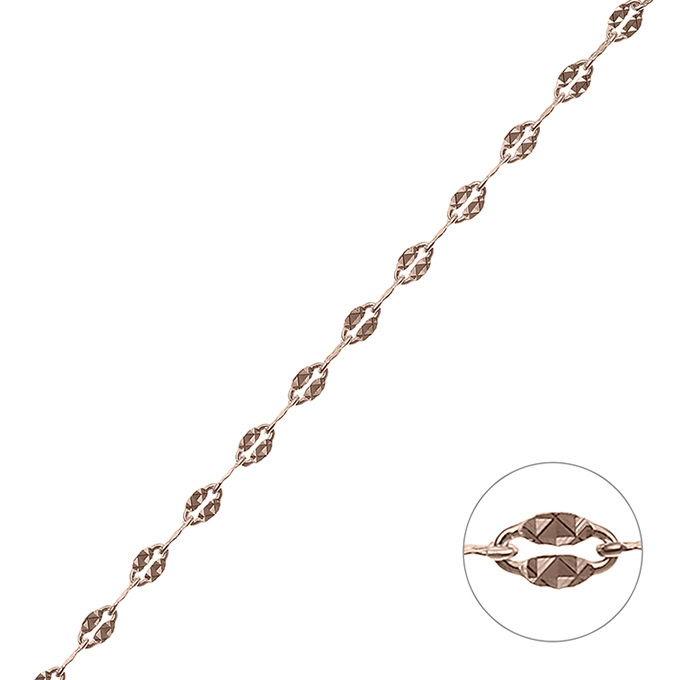 Pink Gold 1µ – 2,8mm flat hammered Cobra chain (1m) | G-Silver