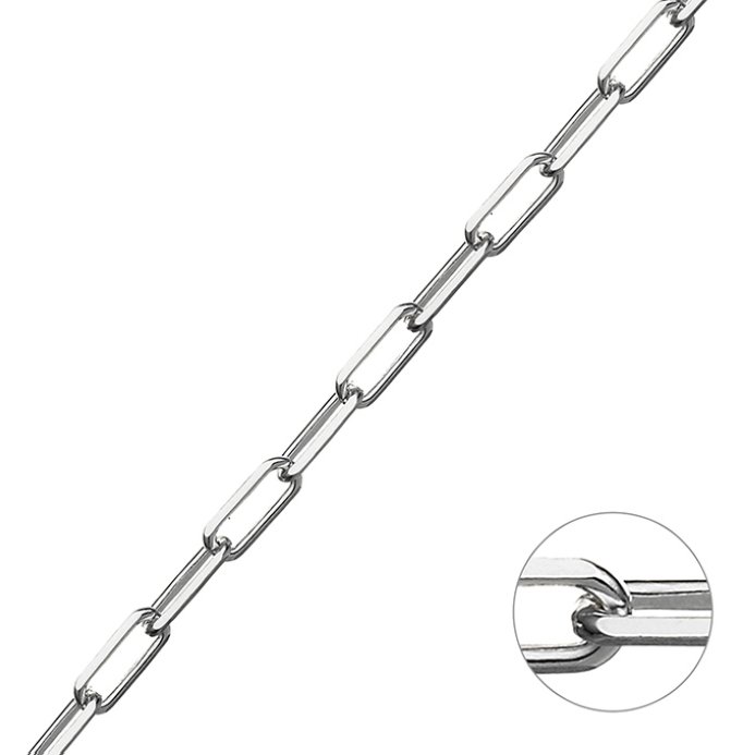 Weiss Rhodiniert – Rechteckige Kettenglieder 3,6×8,9mm Draht dreieckig 0,9mm (1