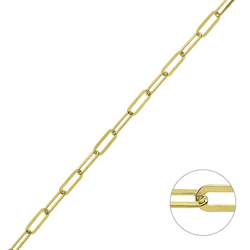 Yellow Gold 3µ – 3,2mm flat rectangular link chain 0,8mm wire (1m)