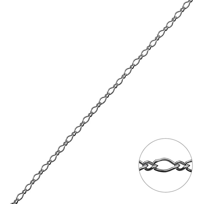 Rodiato Nero – Catena rombo 2mm alternata 1+1 (1m)