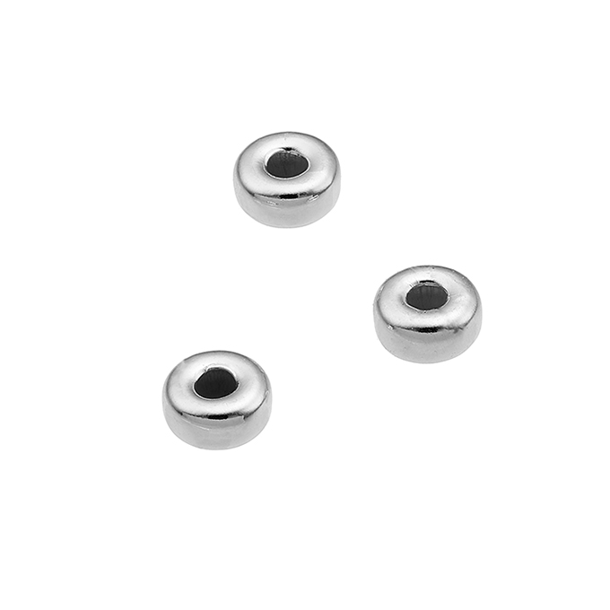 Weiss Rhodiniert – Spacer Perlen glatt 4mm Loch 1,5mm (ca 100Stk)