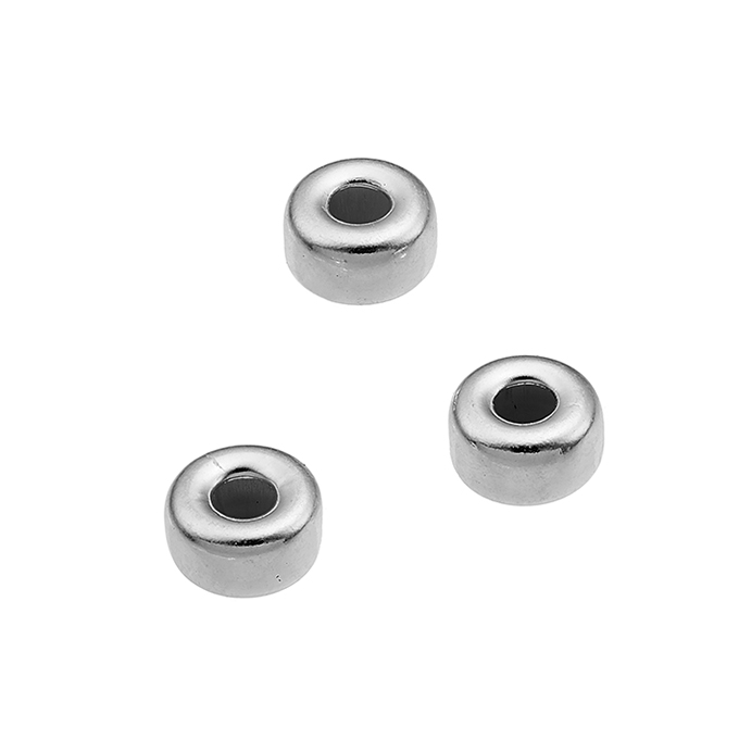 Weiss Rhodiniert – Spacer Perlen glatt 5mm Loch 1,8mm (ca 50Stk)