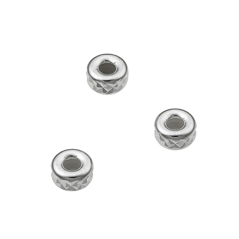 Weiss Rhodiniert – Spacer Perlen facettiert 5mm Loch 1,8mm (ca 50Stk)