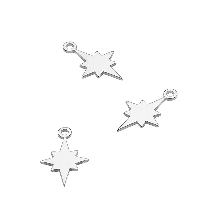 Pendentif étoile/rose de vents 65x11mm avec anneau (10pcs)