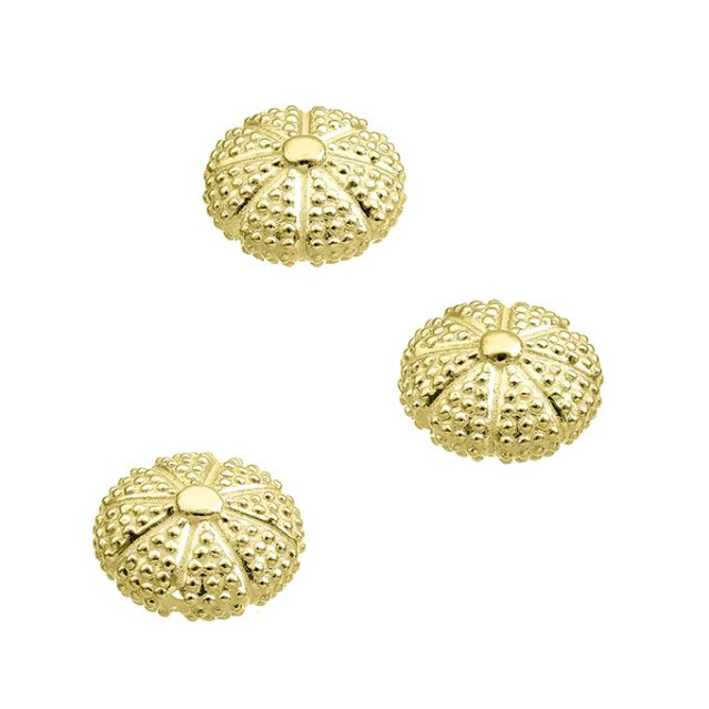 Goldgelb Vergoldet 1µ – Anhänger Seeigel 10mm, 2 Löcher (2Stk)