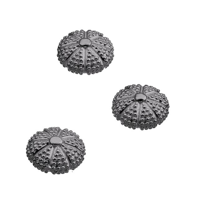 Black Rhodium – 10mm sea urchin shell charms, 2 holes (2pcs)