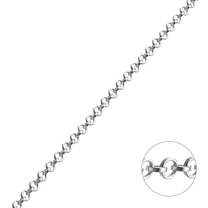 Weiss Rhodiniert – Jasseronkette 1,8mm Draht 0,5mm (1m)