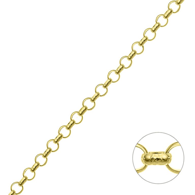 Goldgelb Vergoldet 1µ – Jasseronkette 3,9mm Draht 1,4mm (1m)