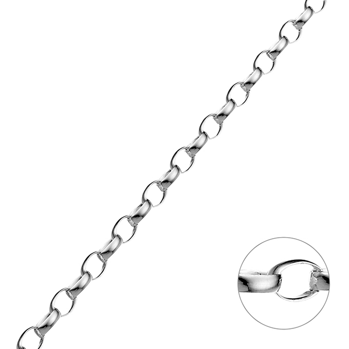 2,4mm half round oval link chain 0,4mm wire (1m)