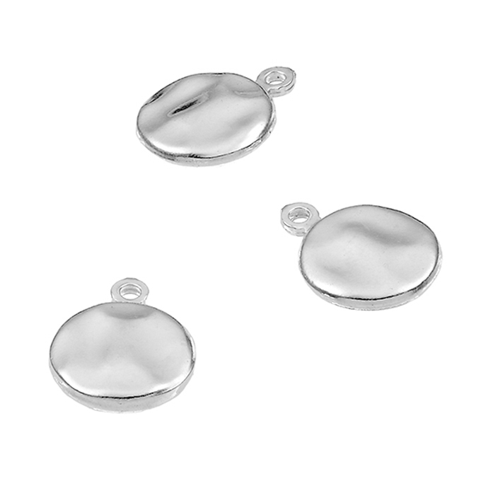 Hammered plate 10mm medals with 1 ring (3pcs)