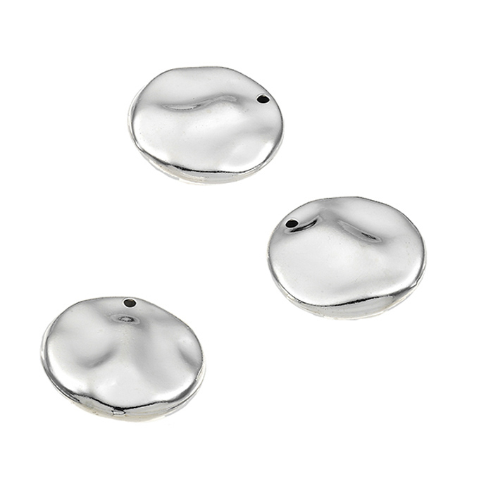 18mm hammered round pendants 1 hole (2pcs)