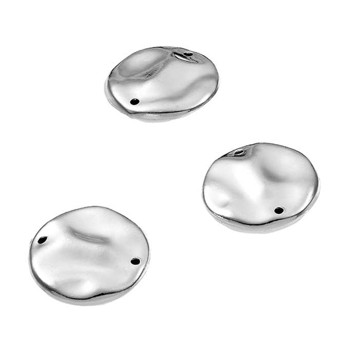 18mm hammered round pendants 2 holes (2pcs)