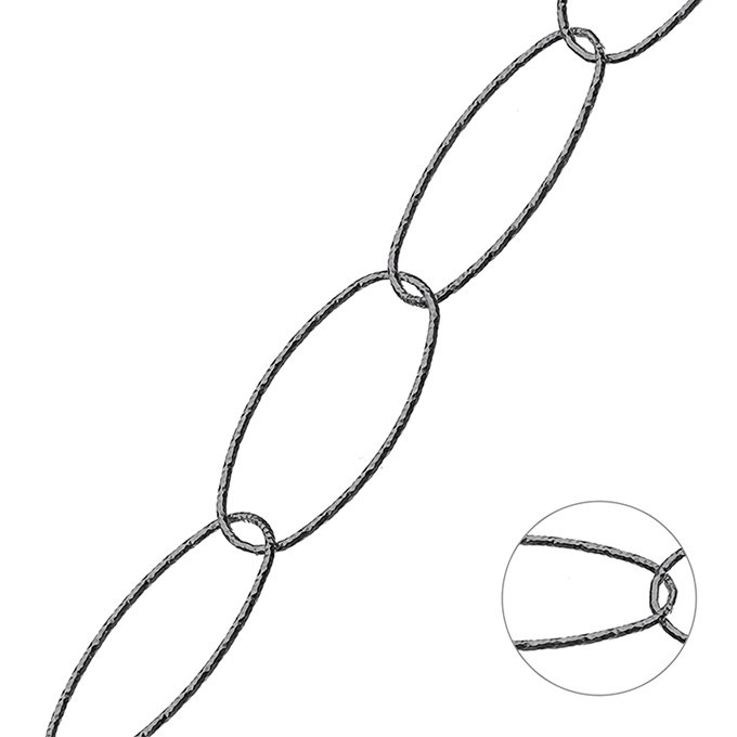 Rodiato Nero – Catena rolò ovale sfaccettata 14x27mm filo 0,9mm (1m)
