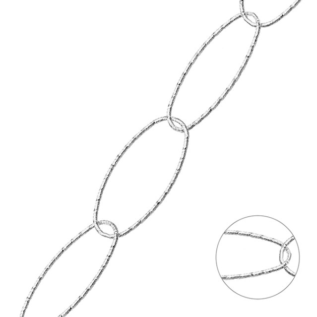 14x27mm faceted oval link chain wire 0,9mm (1m)
