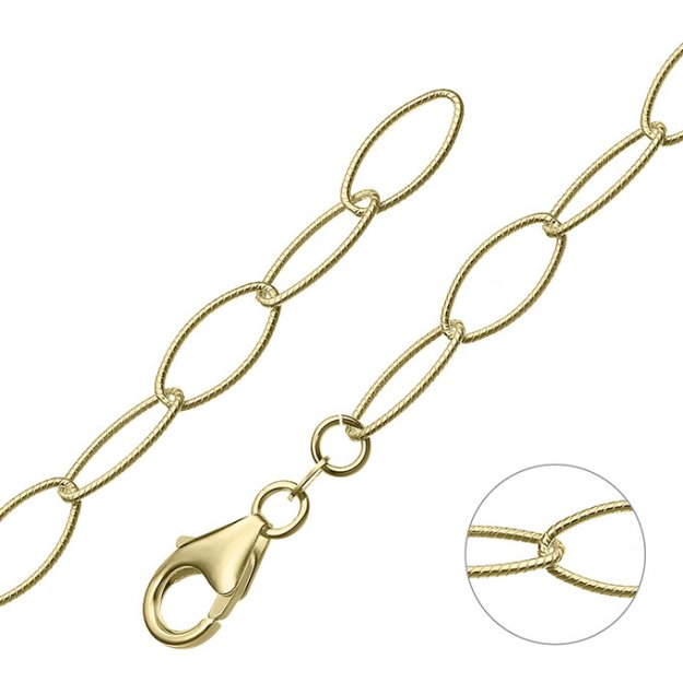 Yellow Gold 3µ – 7x14mm stiated oval link chain wire 0,9mm (1m)