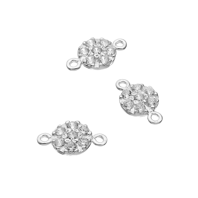 7,5mm round charms with zirconium 2 rings (5pcs)